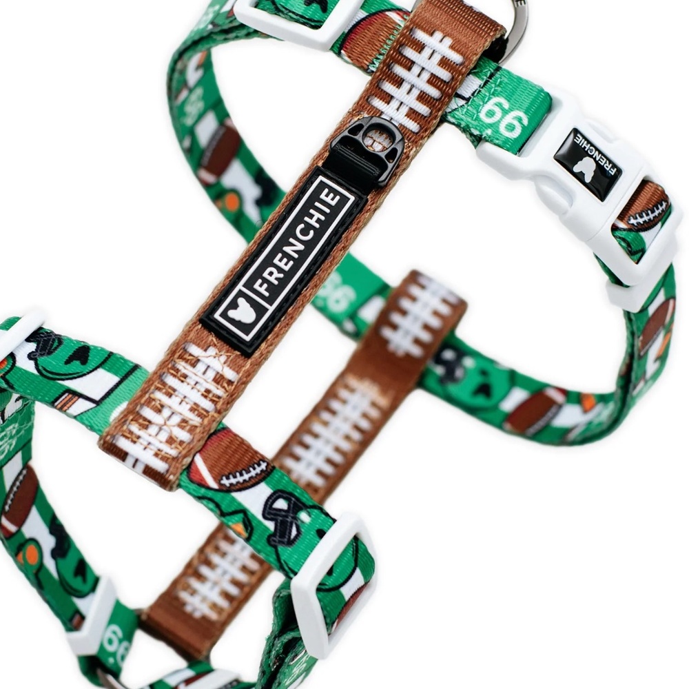 Frenchie Bulldog Football / Touchdown Strap Harness & Leash Set (2 items)